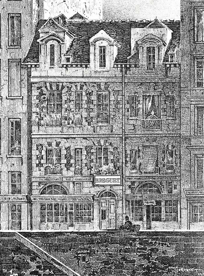 Engraving of the Quai de l'Horloge in Paris, where Breguet opened his workshop in 1775