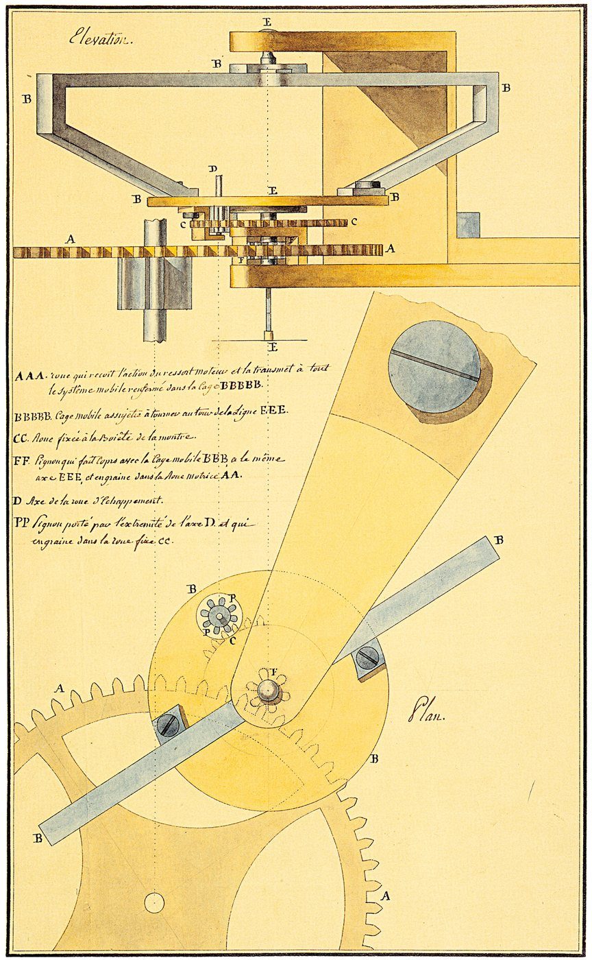 Breguet's original drawing of the tourbillon mechanism