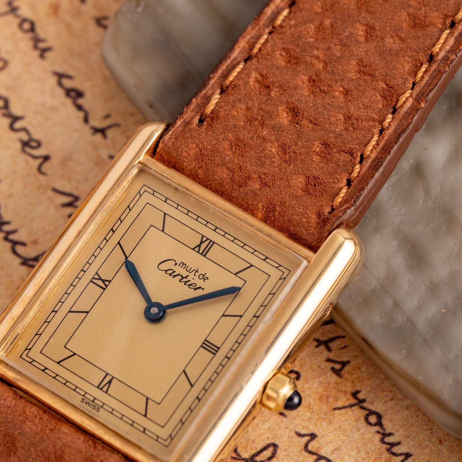 Must de Cartier Tank with a rare gold doré dial